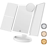 FASCINATE Espejo Maquillaje con Luz 3 Modos Iluminación Colores-72 Leds Tríptica Aumentos 3X- 2X-1x Magnetismo Extraíble…